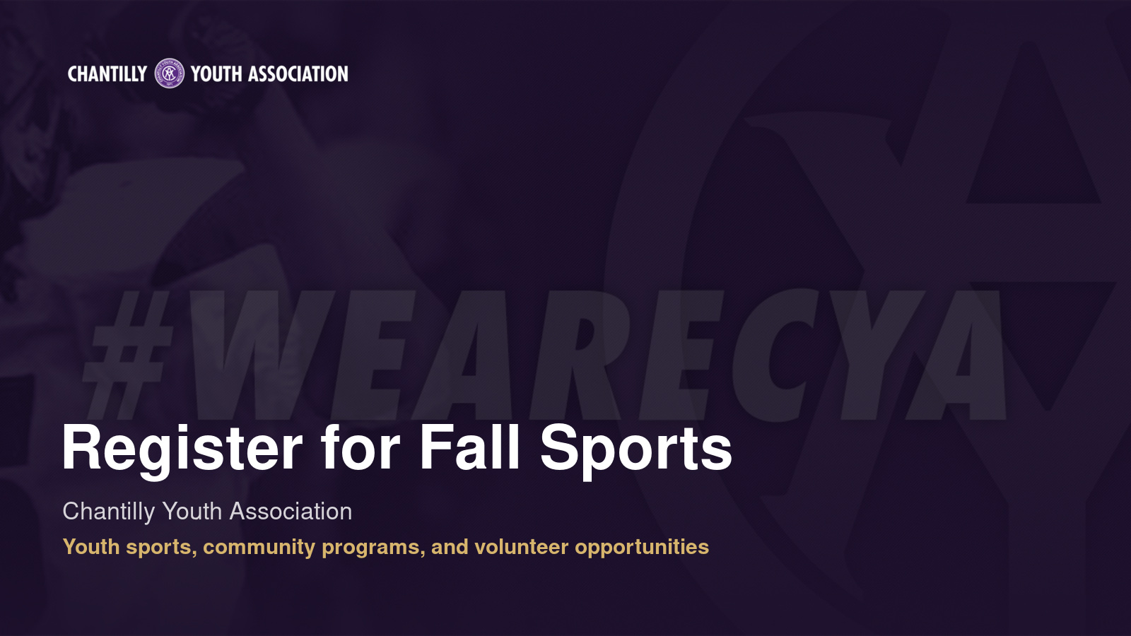 Chantilly Youth Association fall sports registration promotional image